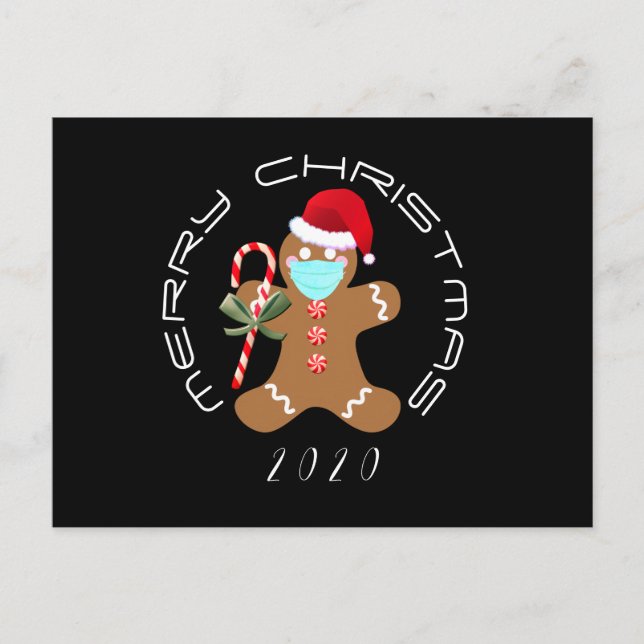 Funny Christmas 2020 Covid Gingerbread Man Postcard (Front)