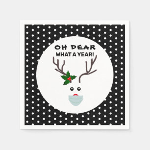 Funny Christmas 2020 Oh Dear What A Year Reindeer Napkin