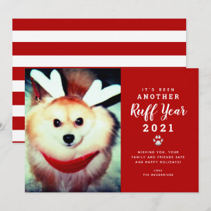 Funny Christmas 2021 Red Ruff Year Dog Photo  Holiday Card