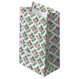 Funny Christmas "67 BRUH" Plaid & Elf Hat Holiday Small Gift Bag