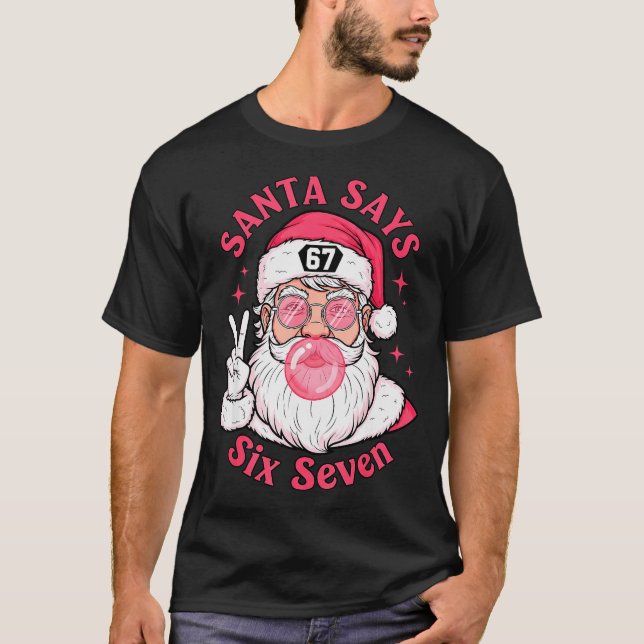 Funny Christmas 67 Meme Brain Rot Santa Claus Xmas T-Shirt (Front)