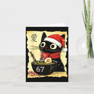 Funny Christmas 67 Six Seven Cat Ramen Japanese Ka Card