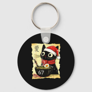Funny Christmas 67 Six Seven Cat Ramen Japanese Ka Key Ring