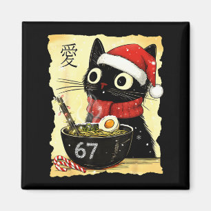 Funny Christmas 67 Six Seven Cat Ramen Japanese Ka Magnet