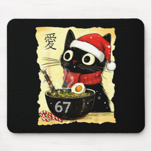 Funny Christmas 67 Six Seven Cat Ramen Japanese Ka Mouse Mat