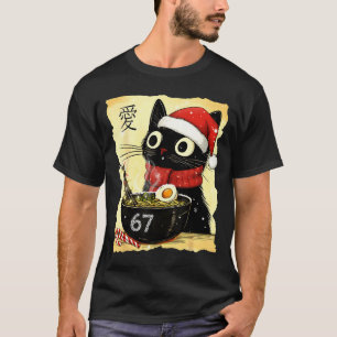 Funny Christmas 67 Six Seven Cat Ramen Japanese Ka T-Shirt