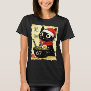 Funny Christmas 67 Six Seven Cat Ramen Japanese Ka T-Shirt