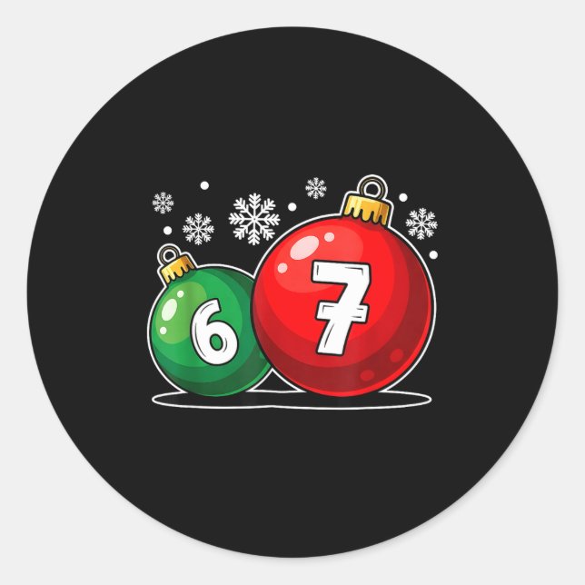 Funny Christmas 67 Six Seven Meme Gen Alpha Slang  Classic Round Sticker (Front)