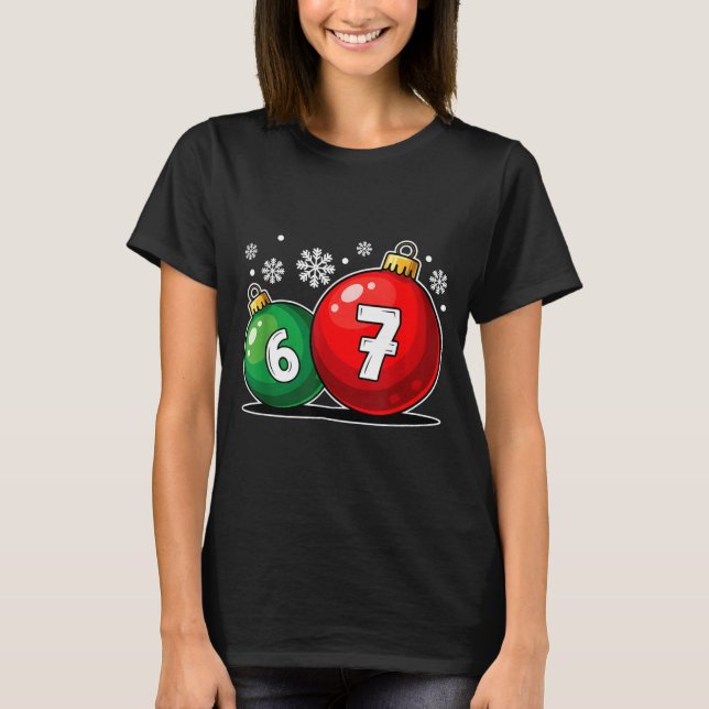 Funny Christmas 67 Six Seven Meme Gen Alpha Slang  T-Shirt (Front)