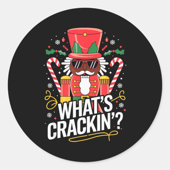 Funny Christmas African American Nutcracker Men Wo Classic Round Sticker (Front)