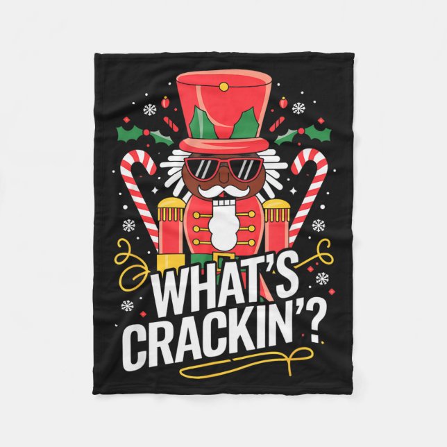 Funny Christmas African American Nutcracker Men Wo Fleece Blanket (Front)
