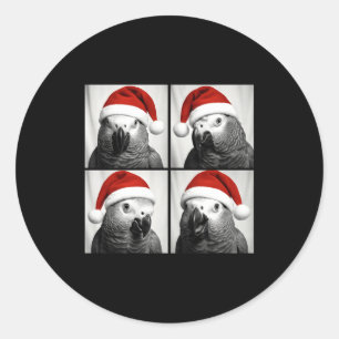 Funny Christmas African G Parrot Santa Photo Booth Classic Round Sticker