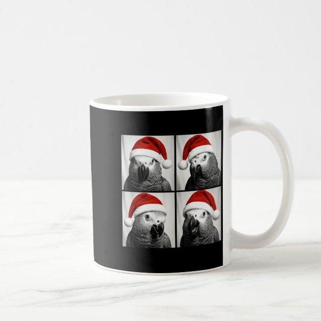 Funny Christmas African G Parrot Santa Photo Booth Coffee Mug (Right)