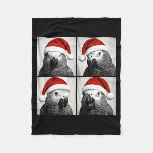 Funny Christmas African G Parrot Santa Photo Booth Fleece Blanket