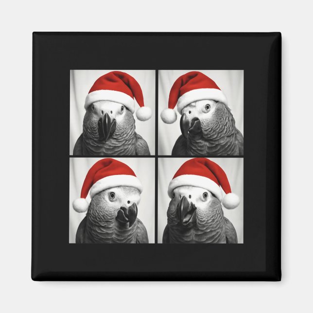 Funny Christmas African G Parrot Santa Photo Booth Magnet (Front)