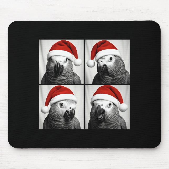 Funny Christmas African G Parrot Santa Photo Booth Mouse Mat (Front)