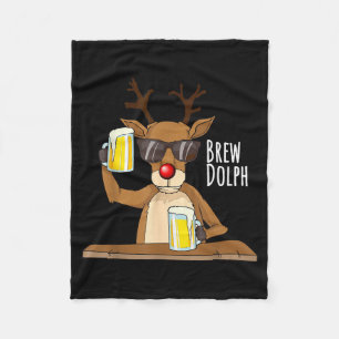 Funny Christmas Alcohol Shirt. Brew Dolph Beer Dri Fleece Blanket