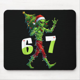 Funny Christmas Alien Six Seven Meme 67 Santa Hat  Mouse Mat