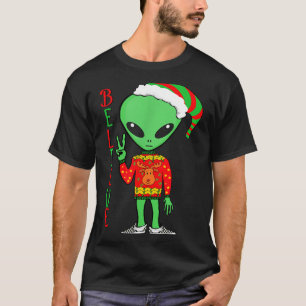Funny Christmas Alien Ugly Sweater I Believe Santa