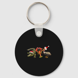 Funny Christmas Alligator Pelican Crawfish Holiday Key Ring