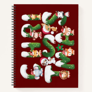 Funny Christmas Alphabet With wild Animal Notebook