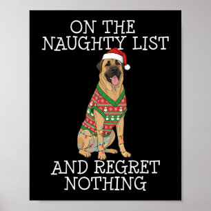 Funny Christmas Anatolian Shepherd Dog Naughty Lis Poster