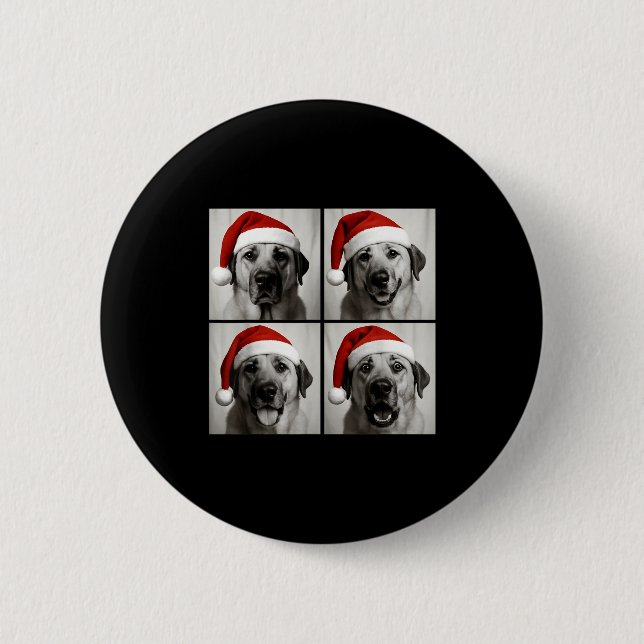 Funny Christmas Anatolian Shepherd Santa Dog Photo 6 Cm Round Badge (Front)