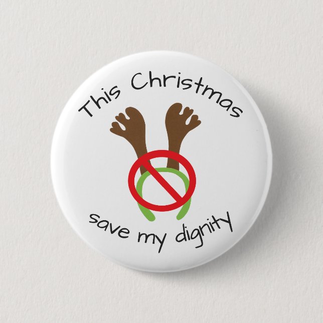 Funny Christmas Antler Protest 6 Cm Round Badge (Front)