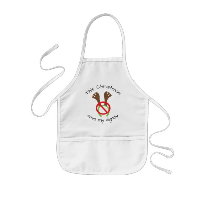 Funny Christmas Antler Protest Kids Apron (Front)