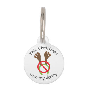 Funny Christmas Antlers Protest Pet Tag