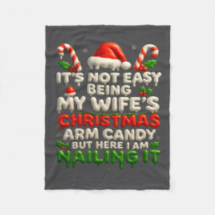 Funny Christmas Arm Candy Husband Holiday Couple H Fleece Blanket