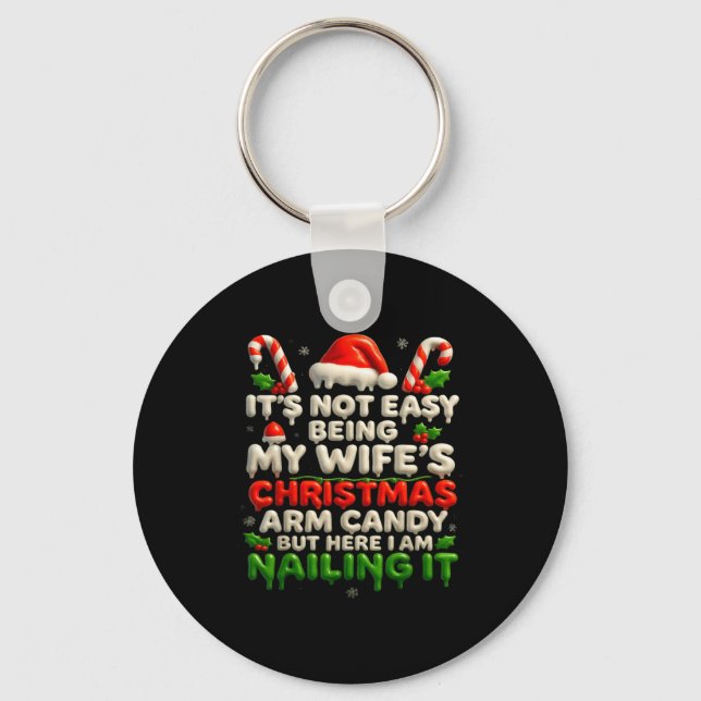 Funny Christmas Arm Candy Husband Holiday Couple H Key Ring (Front)