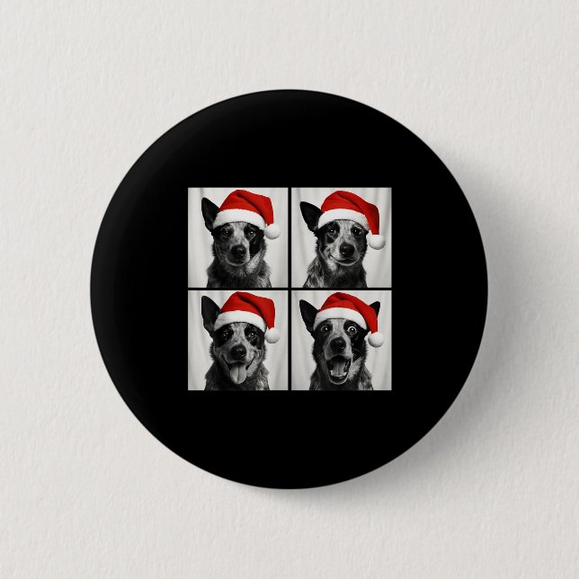 Funny Christmas Australian Cattle Dog Santa Photo  6 Cm Round Badge (Front)