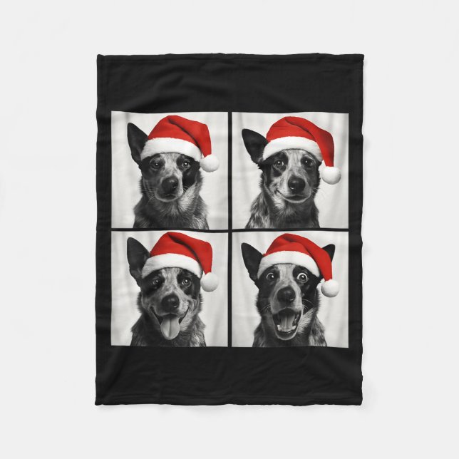 Funny Christmas Australian Cattle Dog Santa Photo  Fleece Blanket (Front)
