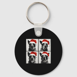 Funny Christmas Australian Cattle Dog Santa Photo Key Ring