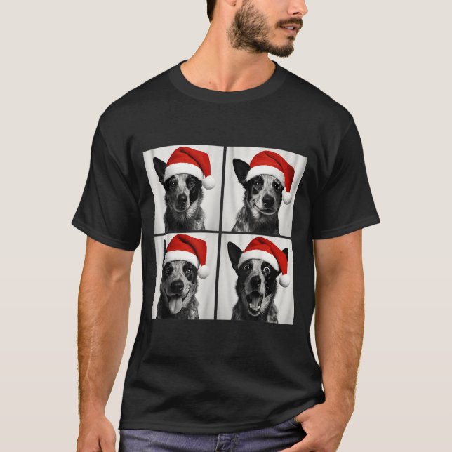 Funny Christmas Australian Cattle Dog Santa Photo  T-Shirt (Front)