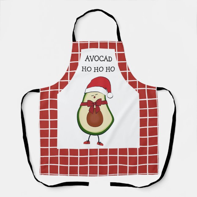 Funny Christmas Avocado Gift for Her Apron (Front)