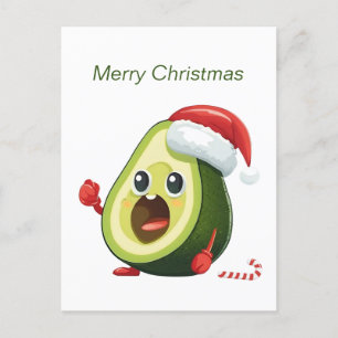 Funny Christmas Avocado in Santa Hat Holiday Postcard