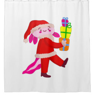 funny christmas axolotl santa claus shower curtain