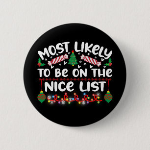 Funny Christmas Badges Nice List Quote