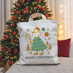 Funny Christmas Bag, Goose Tree Gift for Coworkers Tote Bag