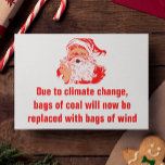 Funny Christmas: Bag of Coal is now wind Postcard<br><div class="desc">Coal is being replaced by wind power,  even at the North Pole!</div>