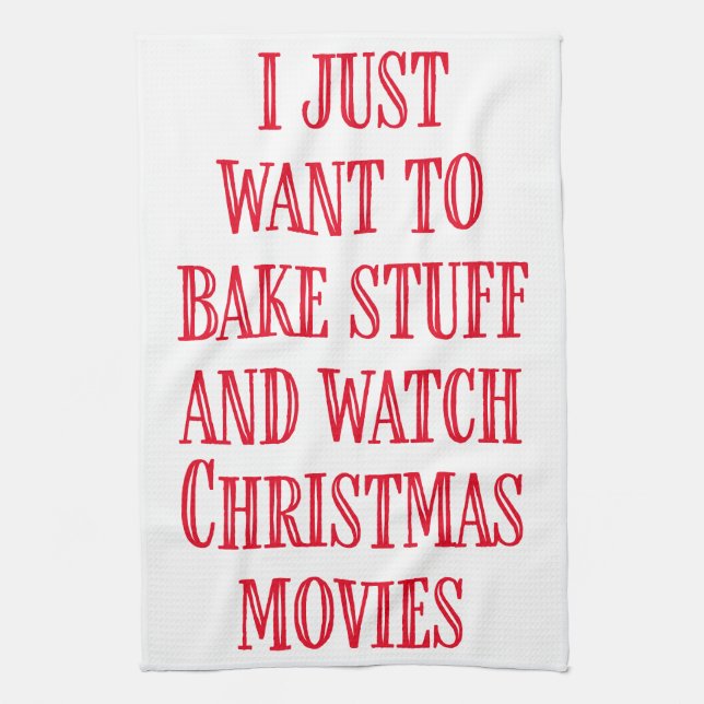 Funny Christmas Baking Saying Rustic Style Red Tea Towel (Vertical)