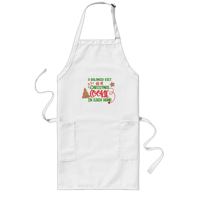 Funny Christmas - Balanced Diet | Cookies Long Apron (Front)