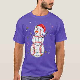 Funny Christmas Baseball Balls Santa Snowman Xmas T-Shirt
