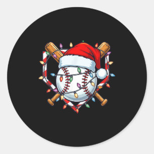 Funny Christmas Baseball Santa Hat For Baseball Pl Classic Round Sticker