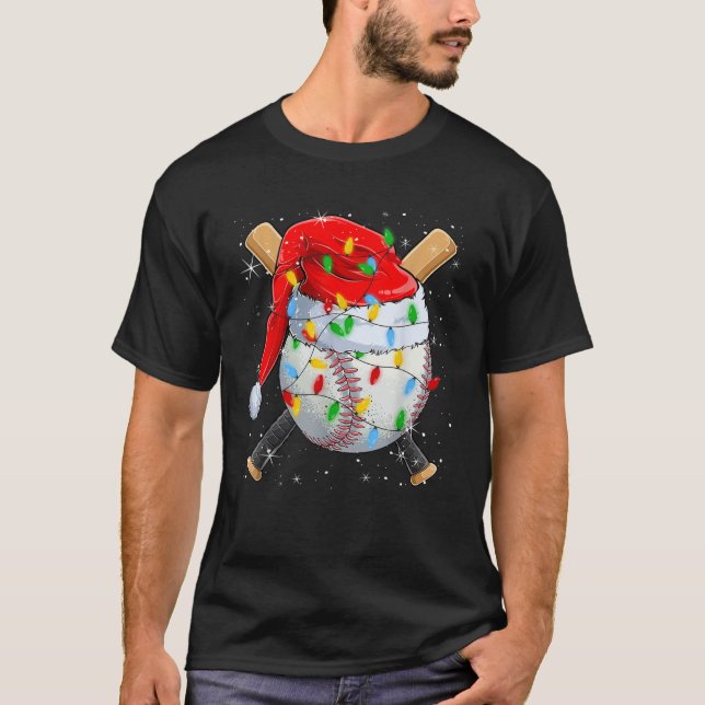 Funny Christmas Baseball Santa Hat Men Boys Girls  T-Shirt (Front)
