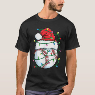 Funny Christmas Baseball Santa Hat Men Boys Xmas L T-Shirt