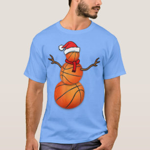 Funny Christmas Basketball Balls Santa Snowman T-Shirt