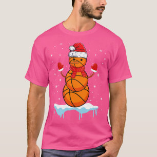 Funny Christmas Basketball Santa Snowman T-Shirt
